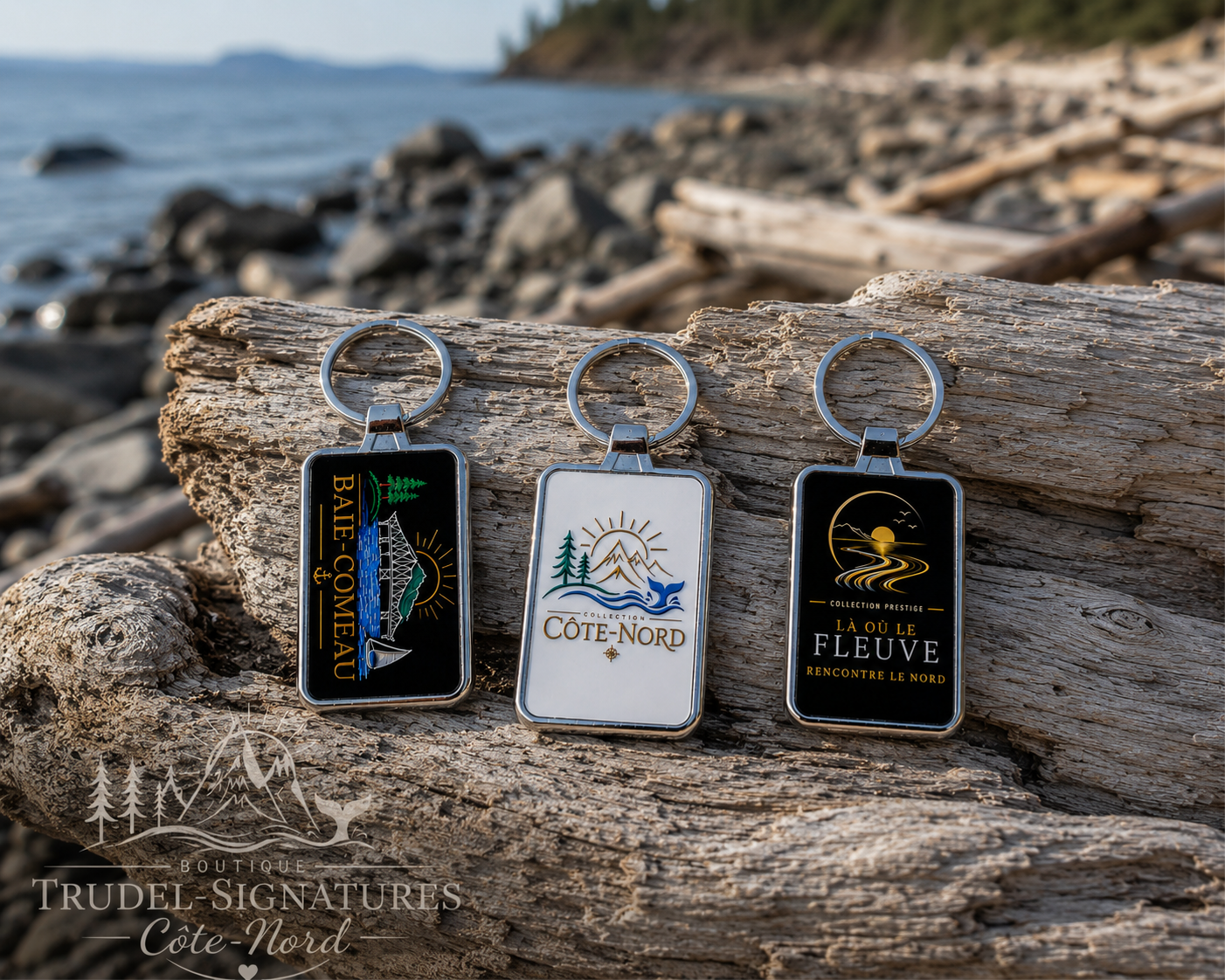 Les 3 modèles de porte-clefs Collection Prestige Côte-Nord