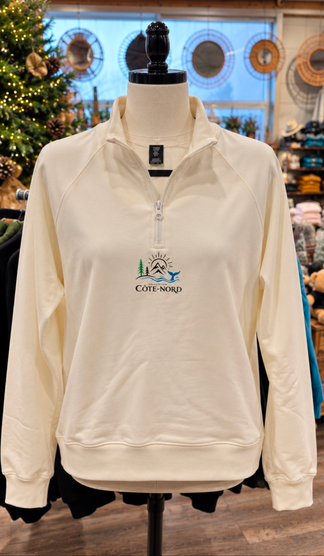 Chandail demi-zip Collection Prestige Côte-Nord – Blanc crème