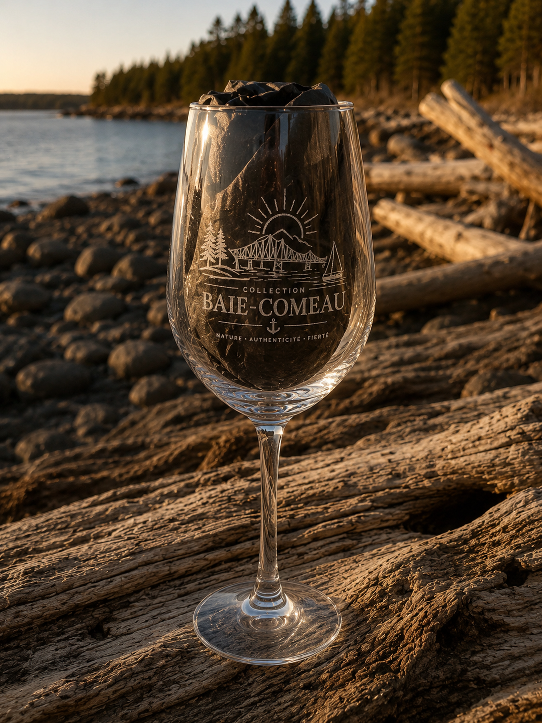Verre à vin gravé – Collection Baie-Comeau
