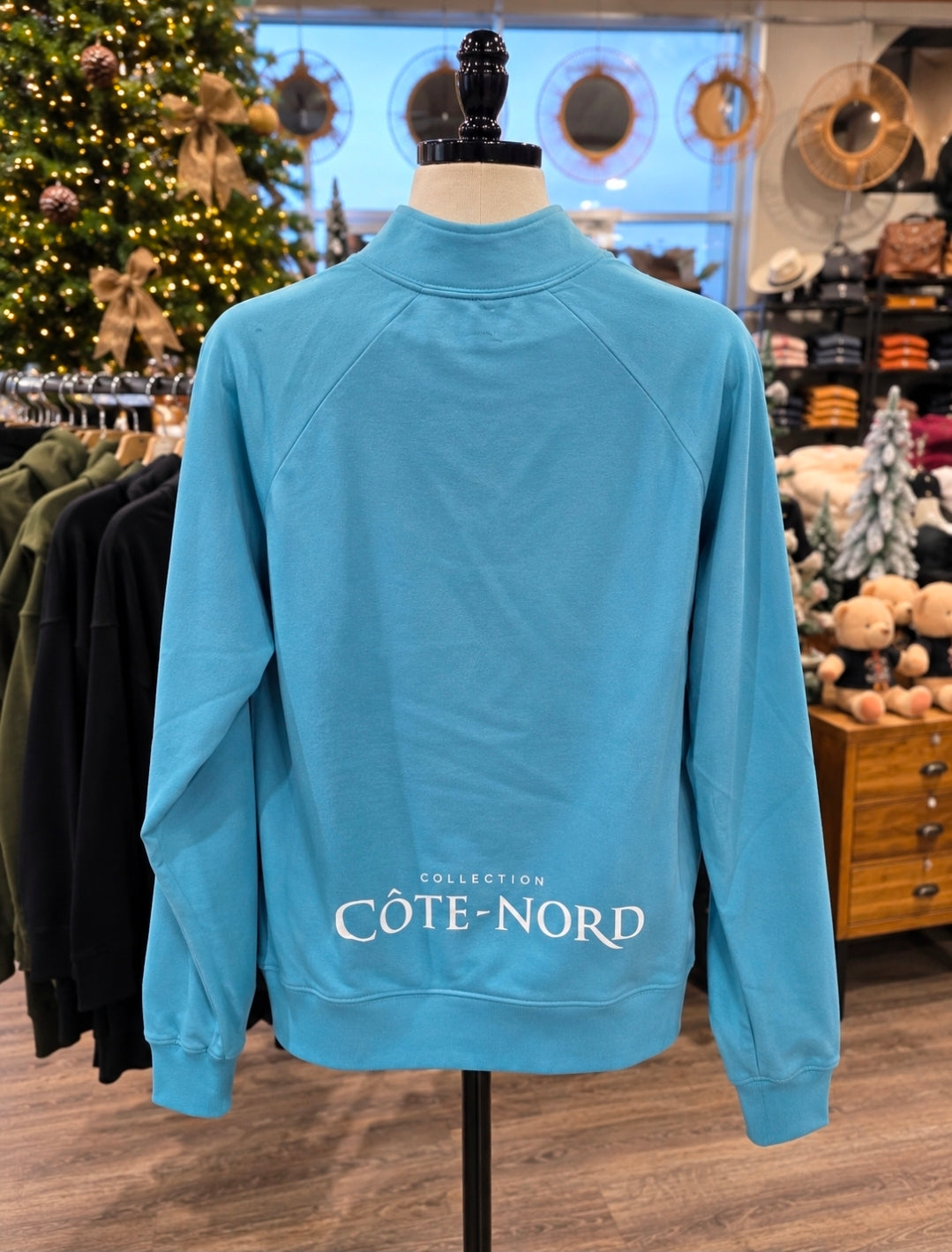 Chandail turquoise Côte-Nord à demi-zip