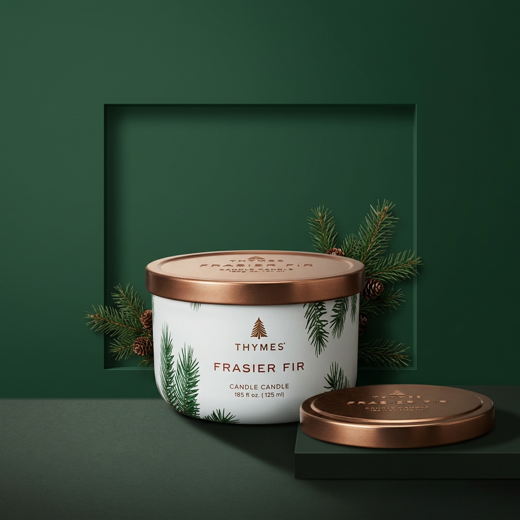 Visuel de la bougie Thymes avec effet de relief